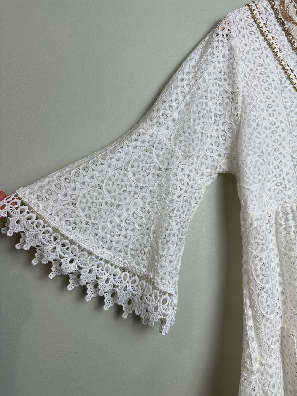 Italy made Embroidered White Lace Peasant Top floral boho hippie daisy feminine - Picture 4 of 10